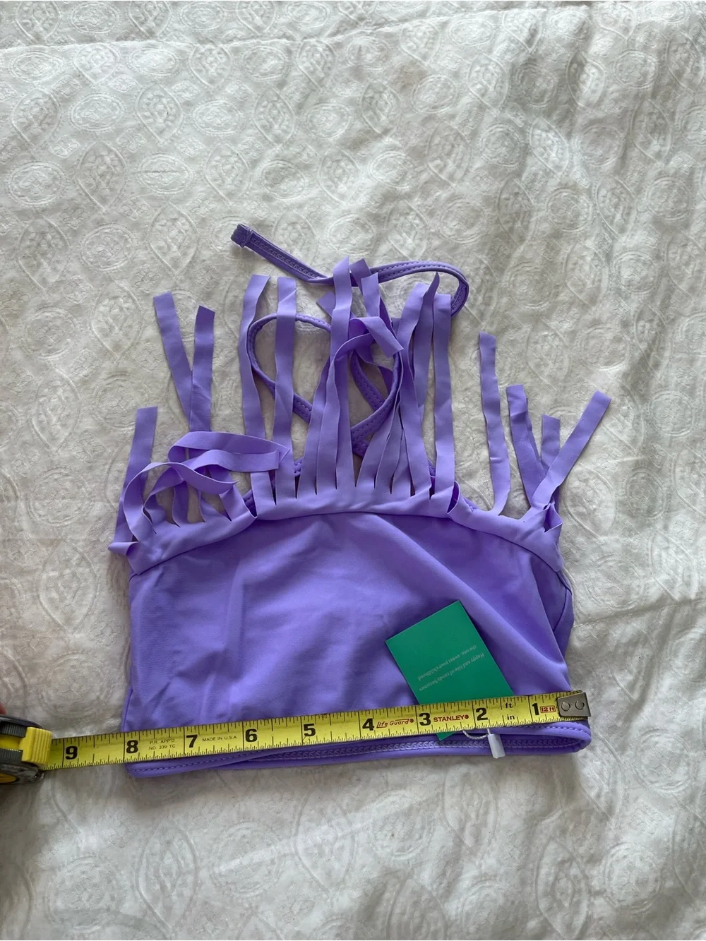 NWT: Girls Purple Fringe Swim Top